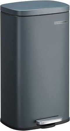 Songmics Poubelle De Cuisine Poubelle A Pedale De 30l Seau Interne En Plastique Couvercle A Charniere Fermeture Lente Anti Odeur Et Hygienique Gris Anthracite Ltb03gs Amazon Fr Cuisine Maison