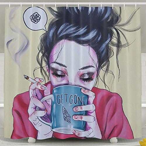 Shectan Shower Curtain Palm Leaves Home Textile European Style Bathroom Decoration Decor Peculiar Design Hand Drawing Effect Fabric Shower Curtains