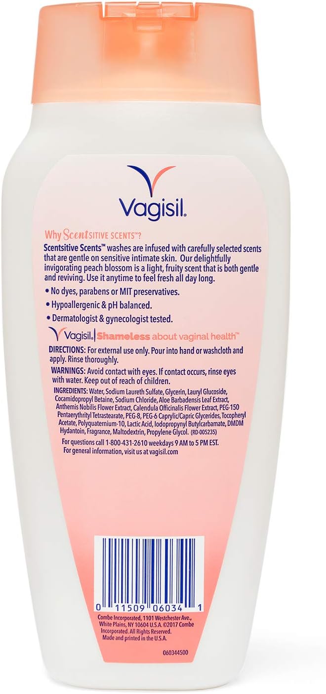 Vagisil Scentsitive Scents Daily Intimate Feminine Wash for Women, Gynecologist Tested, Peach Blossom, 12 Fluid Ounce: Health & Personal Care