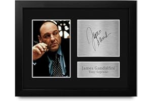 HWC Trading James Gandolfini Framed Gift Signed Printed Autograph Sopranos Photo Display - US Letter Size