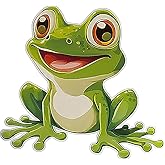 2 pcs Happy Green Frog Funny Car Bumper Sticker,5 Inch Vinyl Decal, Waterproof,Die-Cut for Cars,Windows,Laptops W-03