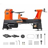 VEVOR Wood Lathe 1 HP 14" x 20" Benchtop Wood Lathe Machine Variable Speed | 150 to 3500 RPM with Display, Tool Rest, Up to 16" Swing Over Bed with Riser Block, for Professional Woodworking Woodturning