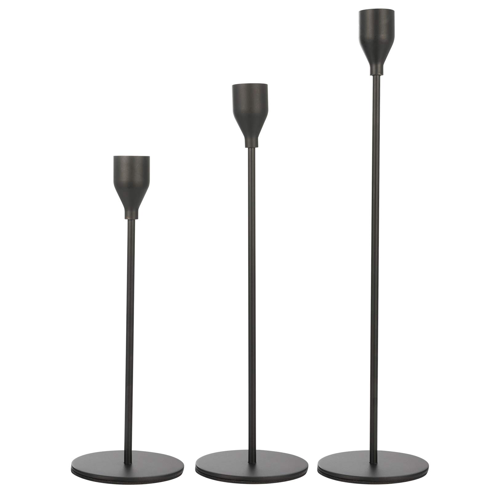Anndason Set of 3 Black Candle Holder Taper Candle Holders Decorative Candlestick Holder for Home Decor, Wedding, Dinning, Party, Anniversary (Black)