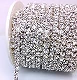 10- Yards 2mm Silver color Close Claw Cup Crystal Rhinestone Chains Trim Crafted DIY Ideas