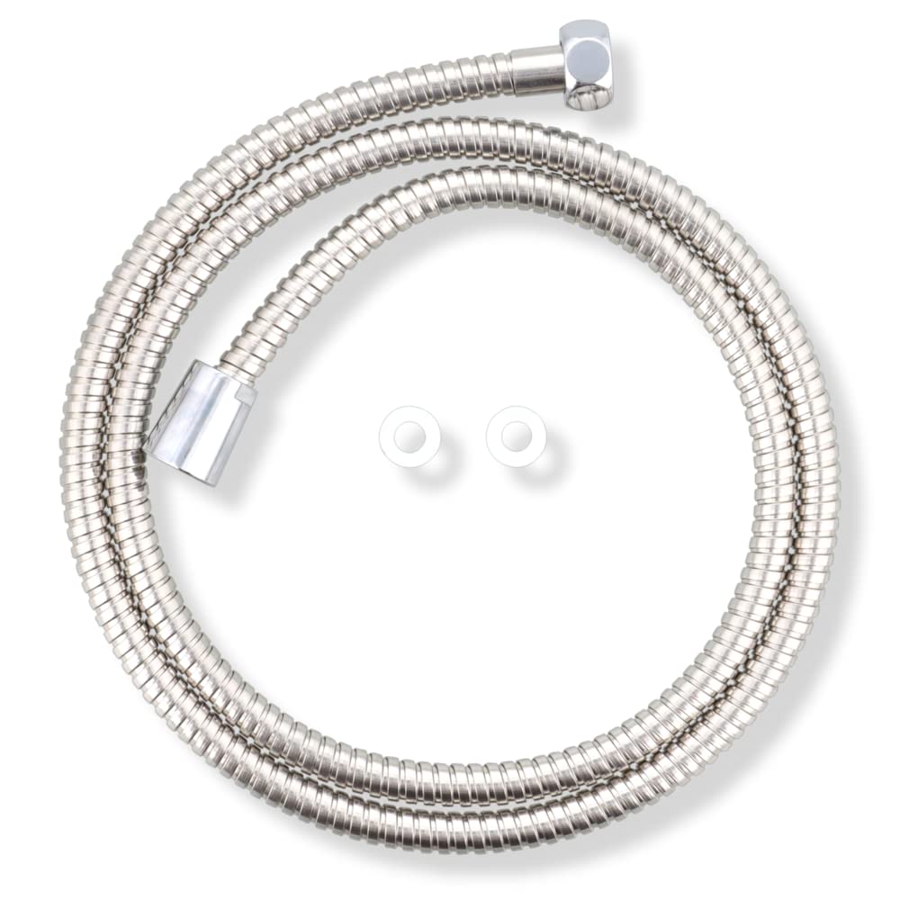 Antevia – Universal Flexible Pipe Shower Hose 150 cm with Seals | Diameter 12.8 mm | Anti-Kink Bath Shower Attachment | Stainless Steel (Cascata Shower)