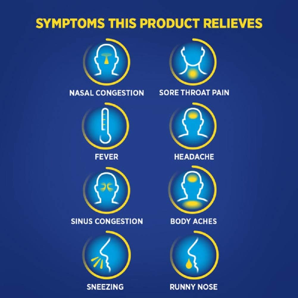 Theraflu Cold and Flu Medicine for Adults and Children 12+, Multisymptom Flu and Sore Throat Relief Powder Packets, Apple Cinnamon Flavor - 6 Count: Health & Personal Care