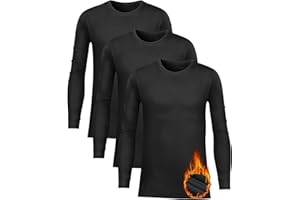 Rolimaka 3 Pack Youth Boys Compression Thermal Shirt Long Sleeve Fleece Undershirt Football Baseball Soccer Base Layer Top