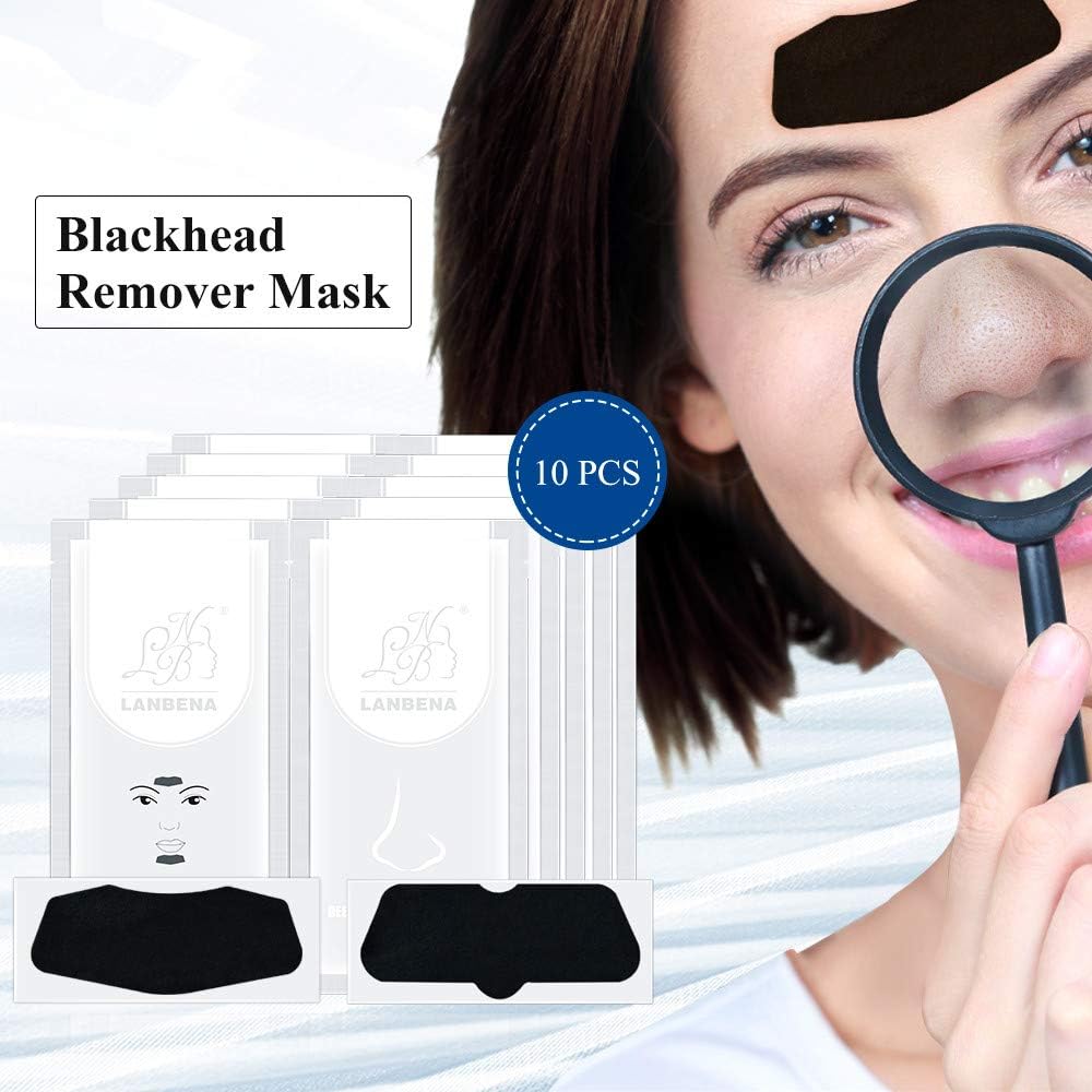 Blackhead Remover, Blackhead Mask Face Strips Pore Strips Black Peeling Mask 10Pcs (5 Nose Strips+ 5 Chin Strips)