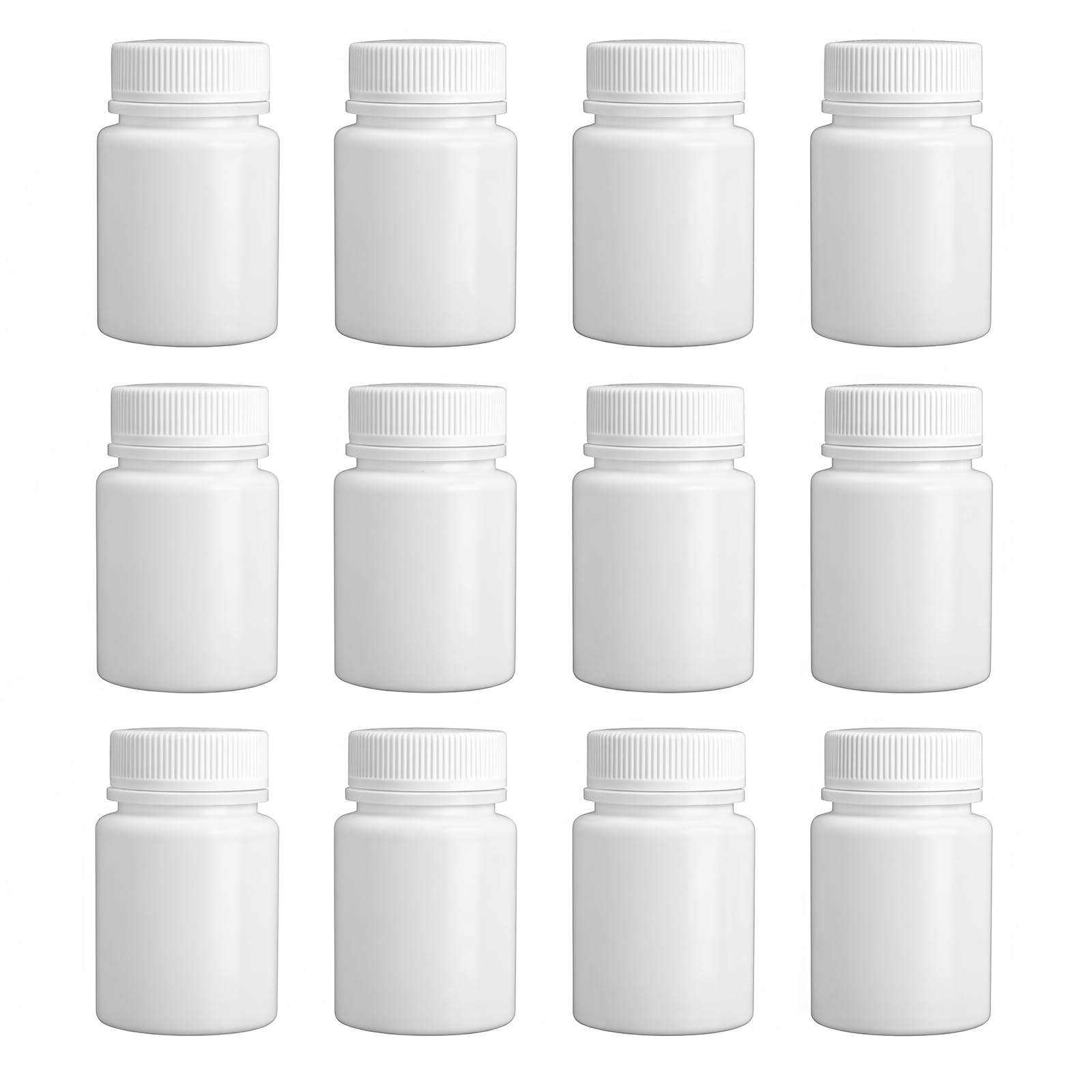 12PCS Plastic Round Pill Container Bottles-Medicine Tablet Capsule Storage Holder Pill Dispenser Bait Holder Organizer(White) (150ml)