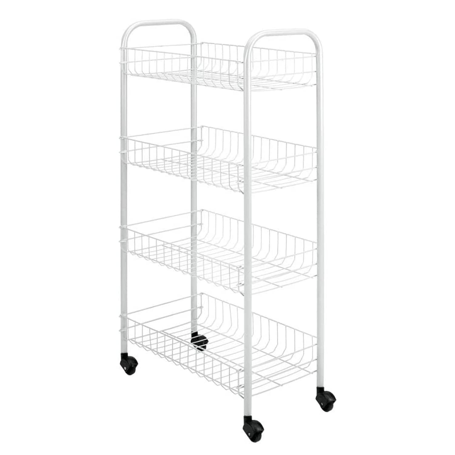 Metaltex Pisa 4-Tier Trolley with Wheels - Multipurpose Storage Cart for Home including Kitchen, Bathroom, Office and Garage – White, 41 x 23 x 84 Centimetres