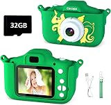 Cocopa Kids Camera 1080P 12MP 32GB 2 Inch IPS Screen Green Gift Toy for 3-12