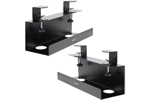 VIVO No Drill Clamp-on 17 inch Power Strip Cable Management Trays, Under Standing Desk Steel Cord Organizer, Black, 2 Pack, D