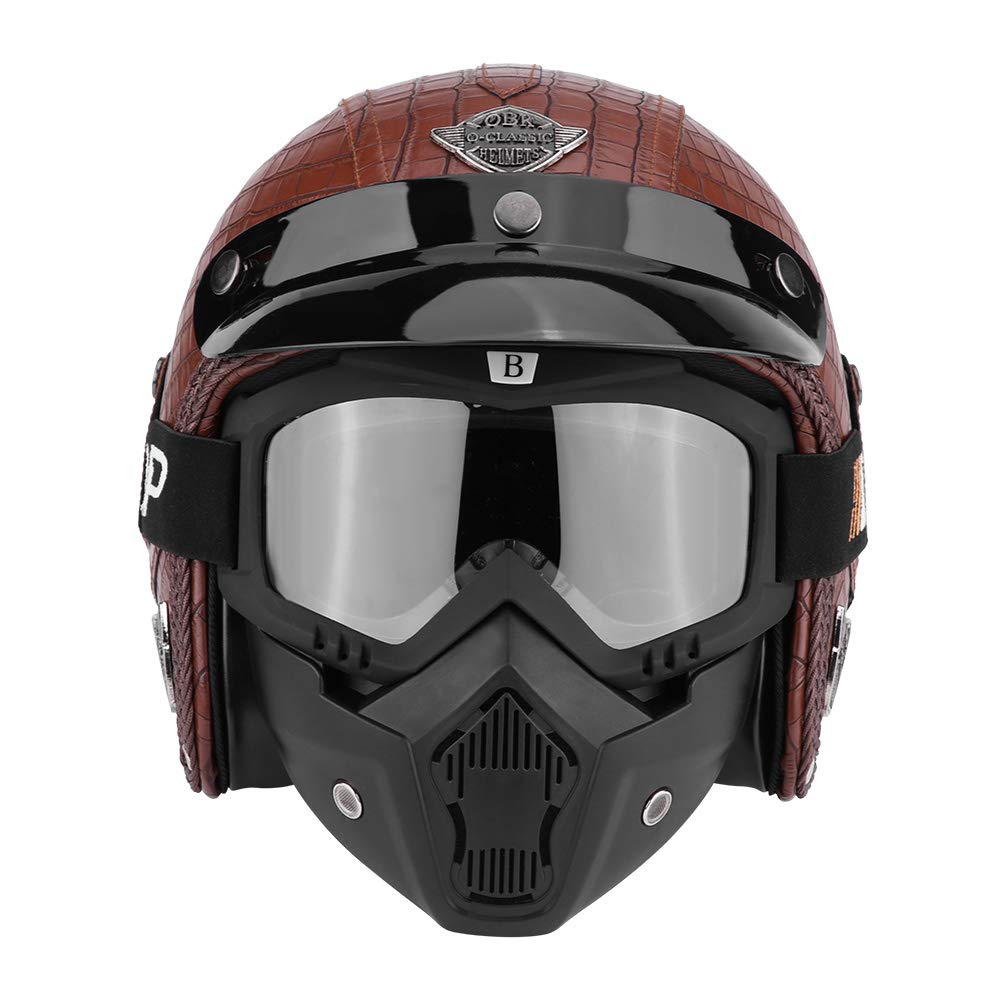 Casco Semi-Aperto Per Motocicletta Estink - Leggero, Con Visiera E Sciarpa, Protezione UV, Taglia 54-60 Cm