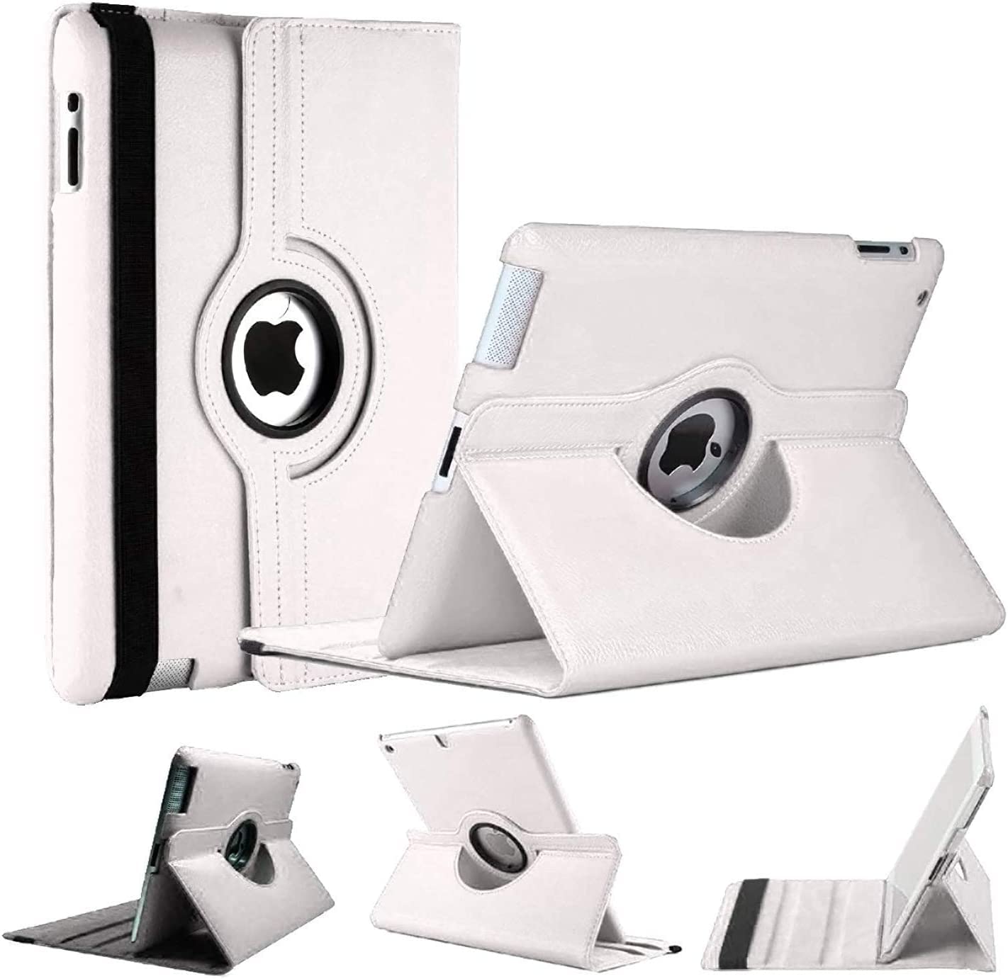 For Apple iPad 7th Gen 2019 A2197/2198 360 Degree Swivel Stand Smart Protective Cover(White)