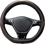 ISTN Microfiber Leather Car Steering Wheel Cover 15 Inch D Shape Black Orange view 1