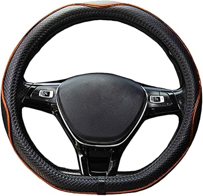 ISTN Microfiber Leather Car Steering Wheel Cover 15 Inch D Shape Black Orange