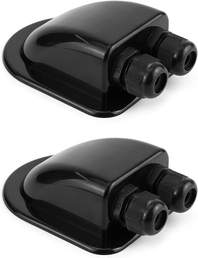 QWORK 2 Pcs IP68 Solar Cable Entry Gland Waterproof ABS Dual Cable Entry Housing