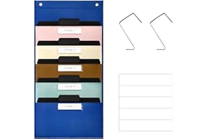 BOHEMIABY Hanging Folders File Organizer with 5 Nameplate Pockets, Over the Door File Organizer, Teacher Paper Organizer for Classroom and Office, Wall File Folder Organizer Your Assignments, Files