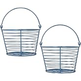 CONCORD 8" Egg Basket For Storage Collecting and Transporting Chicken and Duck Eggs. Farm Grade Wire Baskets. 2 Pack (Blue)