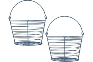 CONCORD 8" Egg Basket For Storage Collecting and Transporting Chicken and Duck Eggs. Farm Grade Wire Baskets. 2 Pack (Blue)