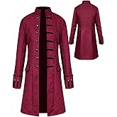 Mens Vintage Tailcoat Jacket Goth Long Steampunk Formal Gothic Victorian Frock Coat Costume for Halloween