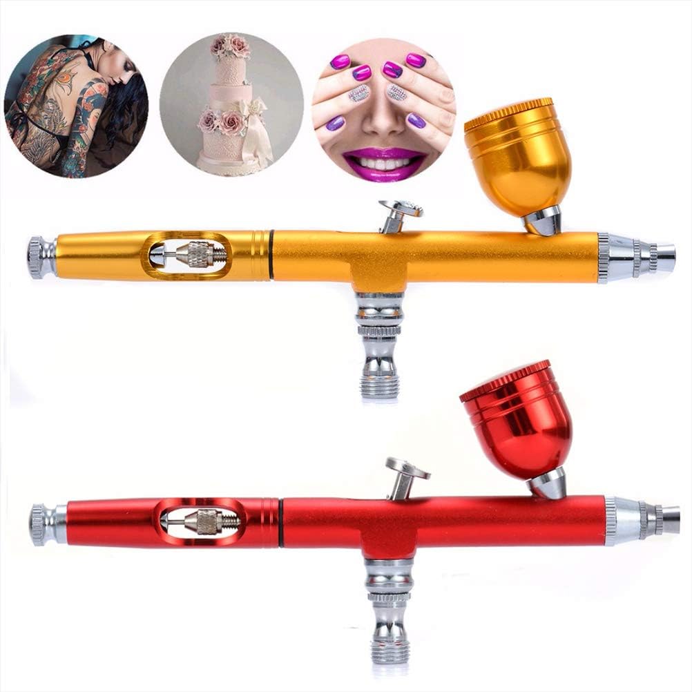 YOUKUKE Airbrush Cake Decorating System, Gravity Feed Airbrush Gun Makeup Spary Gun with Dropper and Wrench 0.3mm Needle Air Brush for Nail Temporary Tattoo
