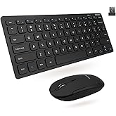 Macally Small Wireless Keyboard and Mouse Combo - Quiet Productivity Duo - 2.4G Wireless Keyboard Mouse for PC - 78 Key Mini Keyboard and Mouse with Slim Body, Click Buttons, and 3 DPI Modes