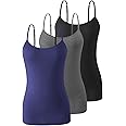 Air Curvey 2＆3 Piece Womens Camisole with Shelf Bra Cotton Undershirts Camis Adjustable Spaghetti Strap Tank Tops