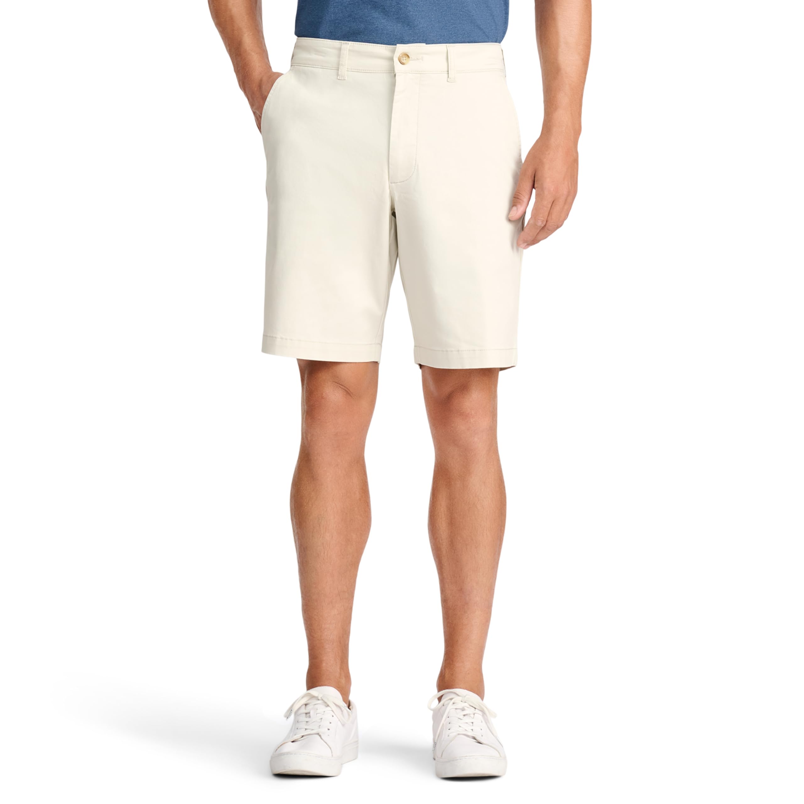 IZOD Men's Saltwater 9.5" Flat Front Chino Short, Silver Birch Solid Image IZOD Men's Saltwater 9.5" Flat Front Chino Short, Silver Birch Solid Image