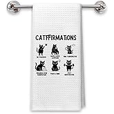 PIUD Funny Black Cat Kitchen Towels, Cat Lovers Mom Lady Gifts Dish Tea Towels for Kitchen Decor, Black Kitty Kitten Hand Towels for Bathroom Decor, 16x24 Inch