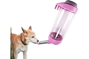DEEUCHIS Dog Crate Water Bottle Dispenser - No Drip Dog Kennel Water Dispenser & Cage Water Bottle - Easy-to-Use Water Bottle for Dog Crate - Perfect for Keeping Your Pet Hydrated (Pink)-350ML