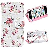 Doinshop Iphone 5c Floral Jacquard Stand Flip Leather Cover Case