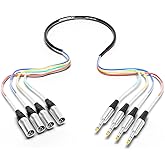PRORECK 3ft Snake Cable, 4-Channel Shielded Audio Cable 1/4'' TRS to XLR Male, with Color-Marked Connectors for Professional Stage, Studio, and Live (PR-TRS/XLR-4 * 3M)