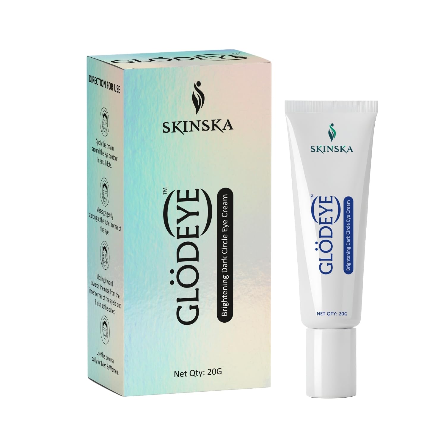SKINSKA NATURALS Dark Circle Eye Cream with Caffeine, Collagen & Hyaluronic Acid – Lightweight Under Eyes Cream Puffiness Eye Care Daily Use for Men & Women – 20gm/ 0.67 fl oz