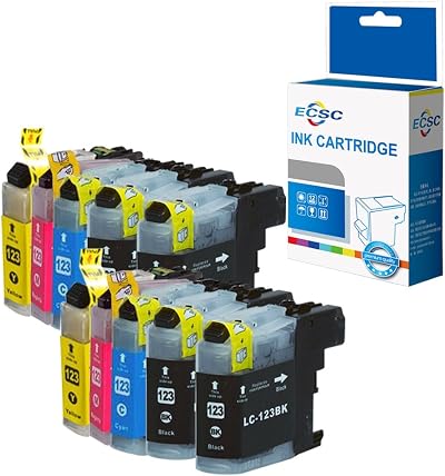 ECSC LC123 Ink Cartridges 10-Pack for Brother DCP J132W J152W MFC-J4510DW