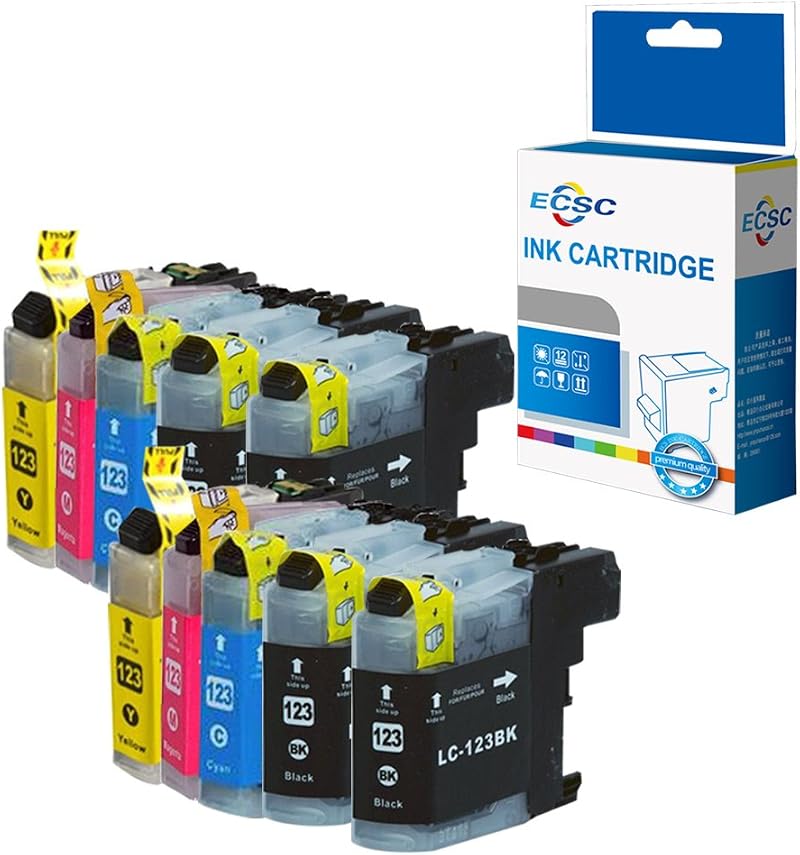ECSC LC123 Ink Cartridges 10-Pack for Brother DCP J132W J152W MFC-J4510DW