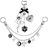 Zaamwoyy 2 Pcs Bag Charms for Handbags, Vintage Punk Y2K Silver Bag Chain for Women, Extension Purse Charms for Tote Bags