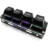 BTXETUEL Mini 4-Key Select-All Cut Copy Paste Macro Pad Ctrl A X C V Shortcut One Handed Keyboard RGB Gaming Mechanical Keyboard OSU Keypad Programmable Keyboard for Working and Gaming. (Black)