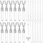 WADORN 12Pcs Vial Necklace Glass Vial Pendant, Zinc Alloy Urn Necklace for Ashes Clear Mini Glass Bottles Pendants for Women Men Loved One Jewelry Making DIY Necklaces Beads Perfume Supplies