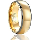 SOXEMAN Tungsten Wedding Band for Men and Women, 8mm Wide Curved Comfort Fit Ring with Silver Trim