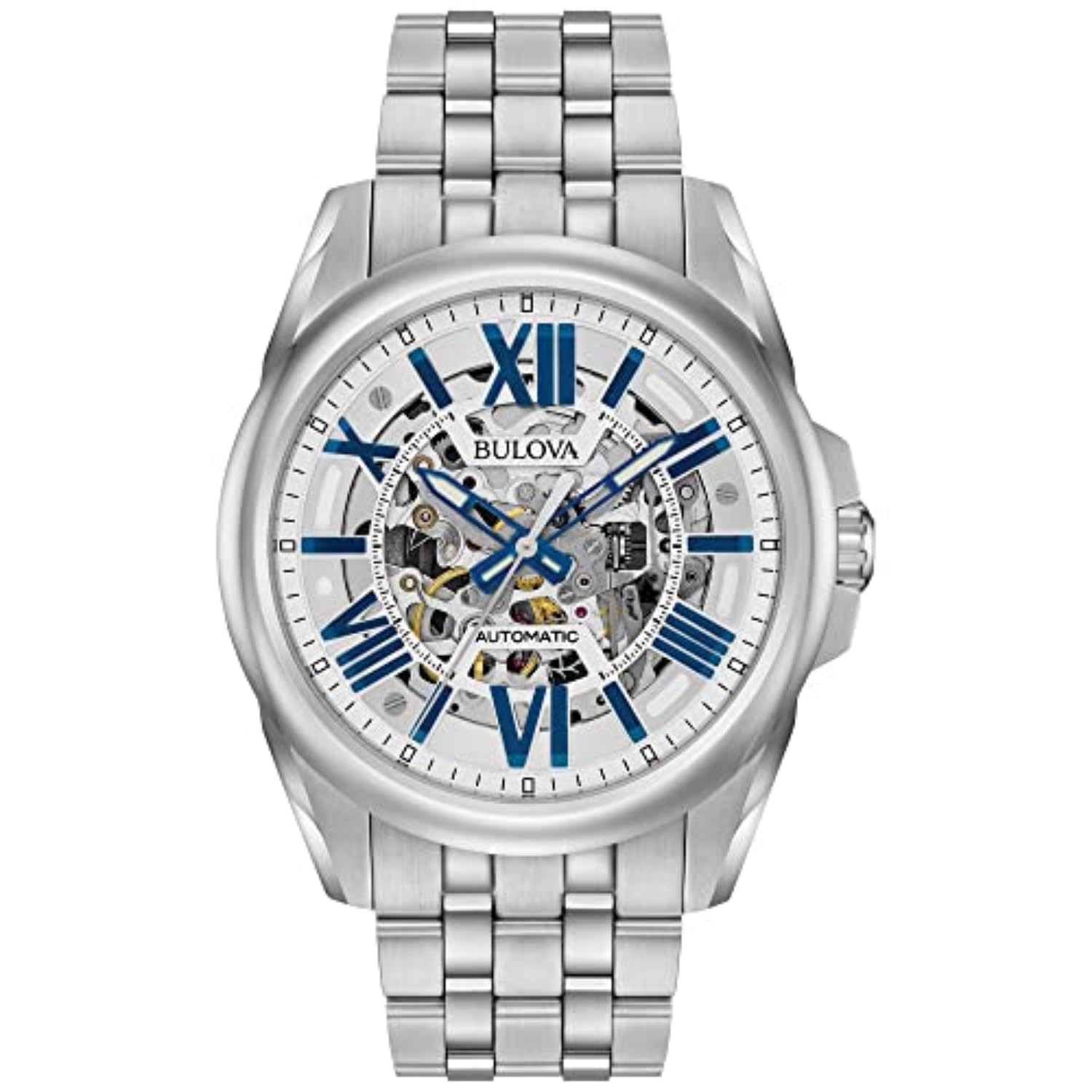 Bulova Men's Classic Sutton 3-Hand 21-Jewel Automatic Watch, 42 Hour Power Reserve, Skeleton Dial, Luminous Hands, 100M Water Resistant, 43mm
