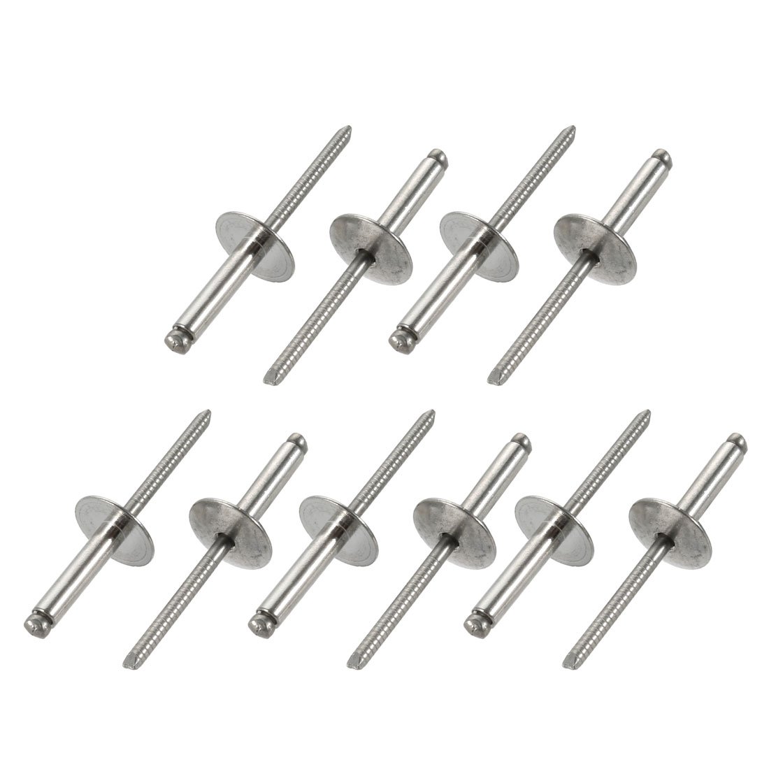 Sourcingmap 10pcs 20mmx5mmx16mm 304 Stainless Steel Open End Large Flange Blind Rivets