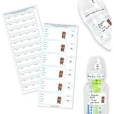 Mabel’s Labels Baby Bottle Labels – 24 Customizable Write-and-Wipe Name Labels for Daycare, Milk Storage & Bottles – Reusable, Dishwasher, Sterilizer & Microwave Safe – to The Moon