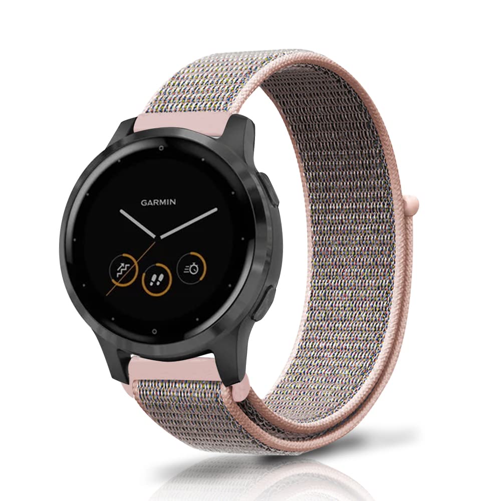 Niboow 18mm Strap for Huawei Watch GT 4 41mm/Garmin Venu 3S/Venu 2S, Men Women Nylon Soft Breathable Watch Band for Garmin Vivoactive 4S 40mm/Vivomove 3S 39mm/Forerunner 255S Music - Pink — image 1