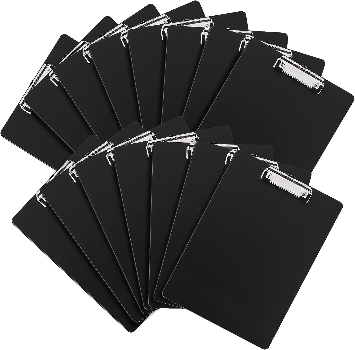 Photo 1 of 15 Pack Plastic Clipboards, 12.5x9 Inch Black Clipboards with Low Profile Clip, A4 Letter Size for Classroom, Office, School & Business Use