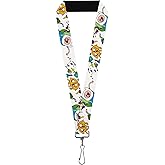 Buckle-Down Cartoon Network Lanyard, Adventure Time Jake and Finn Open Pack Pose White, Elastic