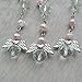 24 Pcs Pink Mini Rosary Baptism Favors with Angels for Girl Recuerdos de Bautizo Finger Rosaries Silver Plated