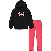 Under Armour Girls' 2-piece Sweatshirt and Leggings Outfit Set, Black Velour, 6