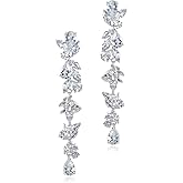 UDYLGOON Cubic Zirconia Chandelier Long Dangle Earrings for Women Bride Bridesmaid Wedding Prom Pageant Party