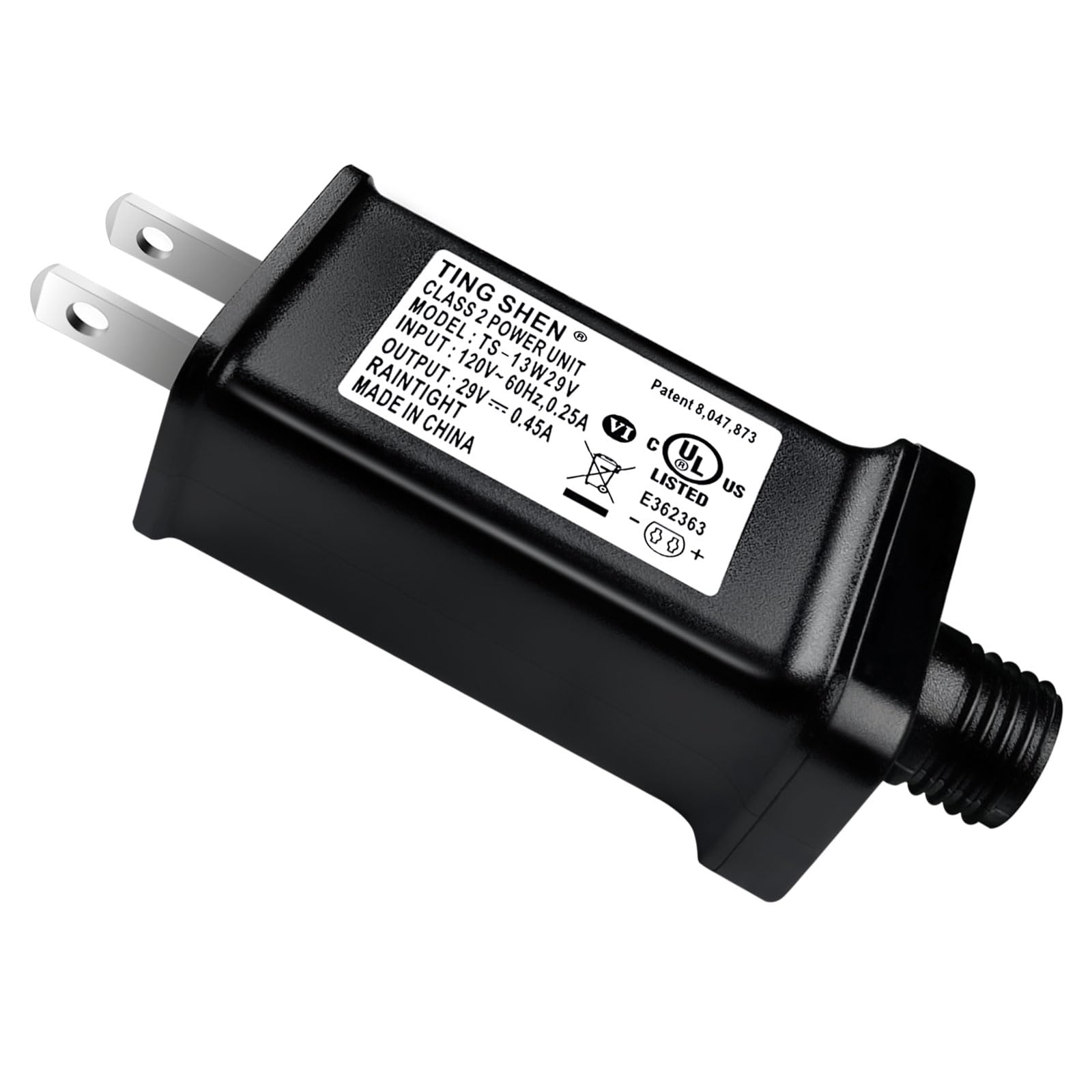 Photo 1 of 29V 0.45A 13W Class 2 Power Unit Model TS-13W29V LED Transformer Raintight IP44 US Plug Adapter, Seasonal-Use LED Driver for Ting Shen Replacement Parts String Light, Holiday Lighting (TS-13W29V)